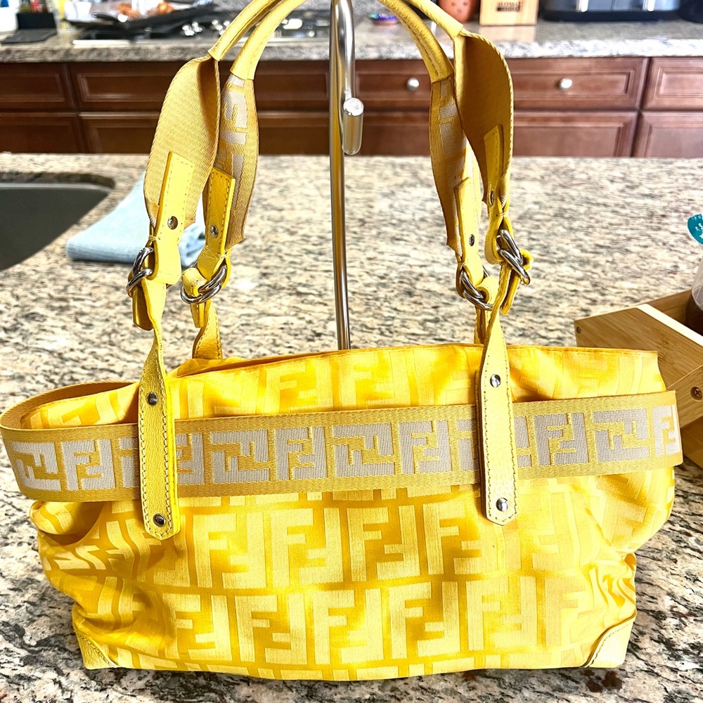 Beautiful Fendi Zucca in rare yellow color!